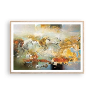 Plakát v rámu světlý dub - Cválá světlem - 100x70 cm