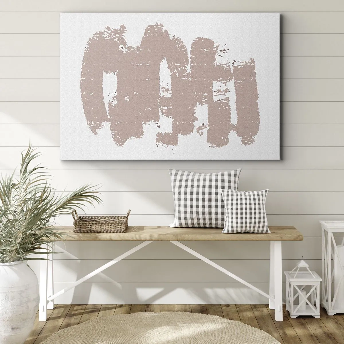 Obraz na plátně - Jemné růžové tvary na světlém pozadí - 70x50cm - Abstrakce v jemné růžové - Moderní nástěnná dekorace do obývacího pokoje a ložnice ARTTOR