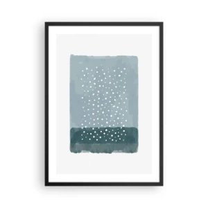 Plakát v černém rámu - Abstraktní kompozice s bílými tečkami na modrém pozadí. - 50x70cm - Pěstováno na modři - Moderní nástěnná dekorace do obývacího pokoje a ložnice ARTTOR