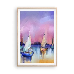Plakát v rámu světlý dub - Směr: široké vody - 61x91 cm