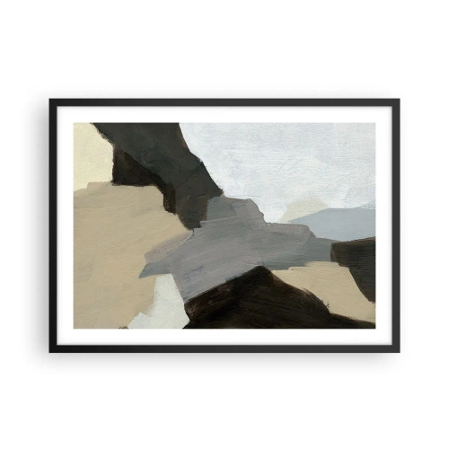 Plakát v černém rámu - Abstrakce: křižovatka šedi - 70x50 cm