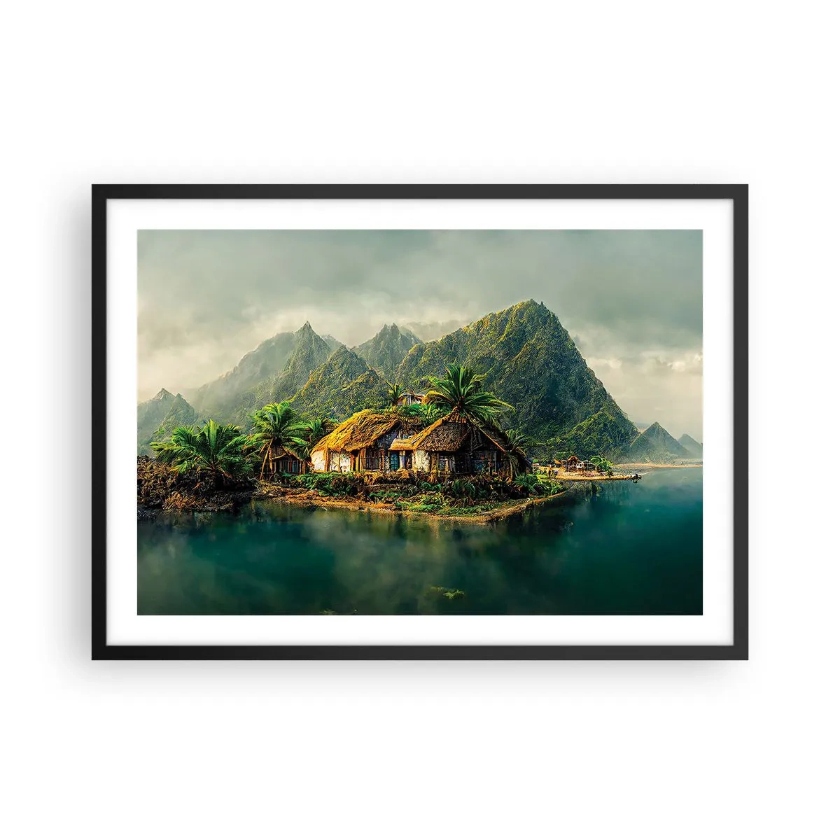 Plakát v černém rámu - Tropický ráj - 70x50 cm