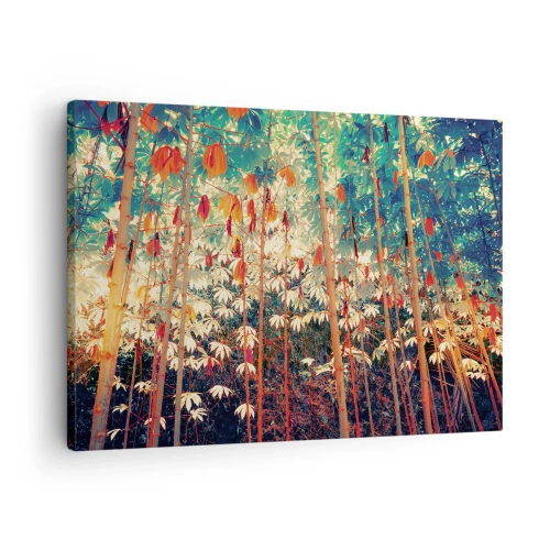 Obraz na plátně - Barevný bambusový les s intenzivními barvami - 70x50cm - Tajný život listů - Moderní nástěnná dekorace do obývacího pokoje a ložnice ARTTOR