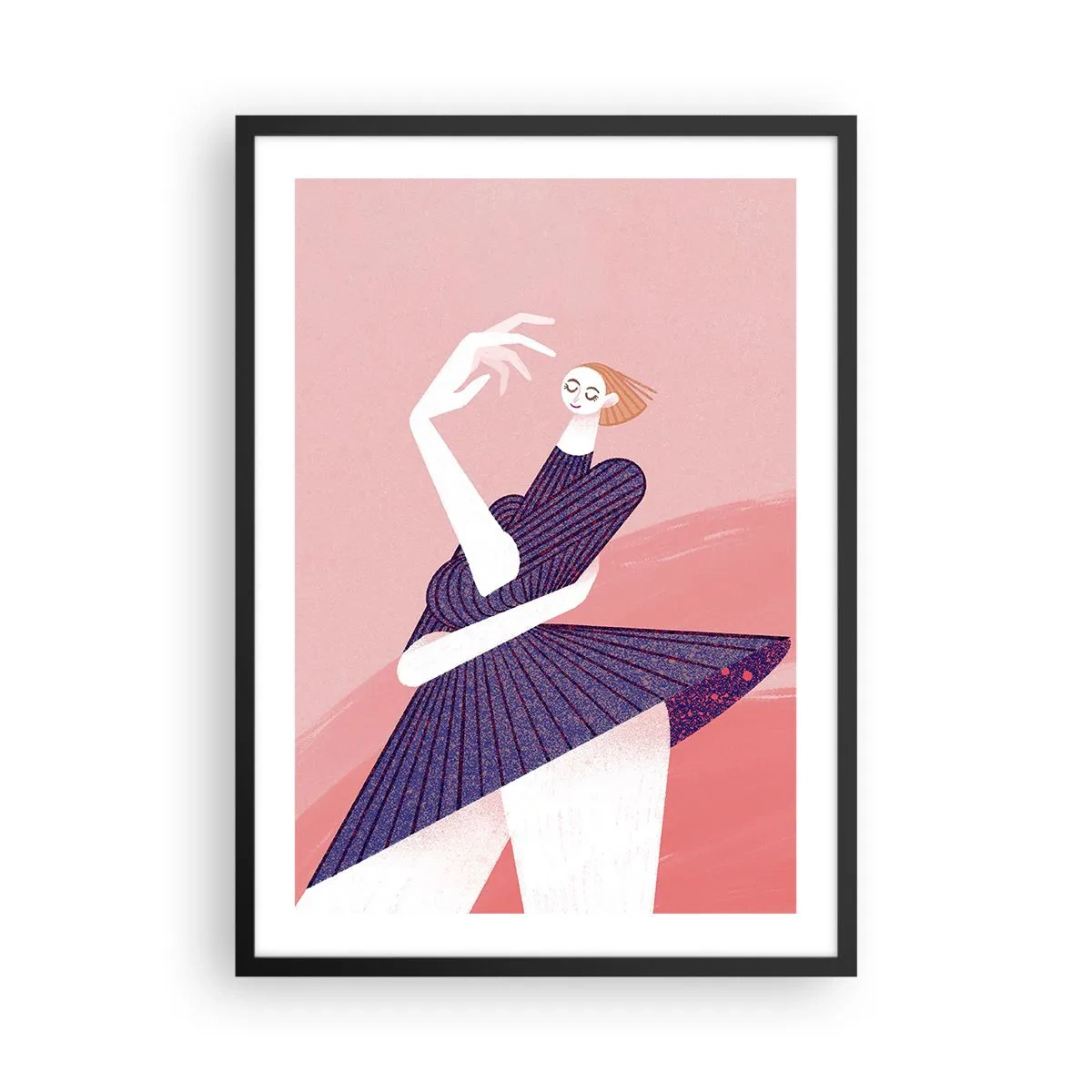 Plakát v černém rámu - Abstraktní ženská silueta v dynamické póze - 50x70cm - Každý krok je tancem - Moderní nástěnná dekorace do obývacího pokoje a ložnice ARTTOR