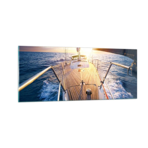Obraz na skle - Běžící po vlnách - 100x40 cm