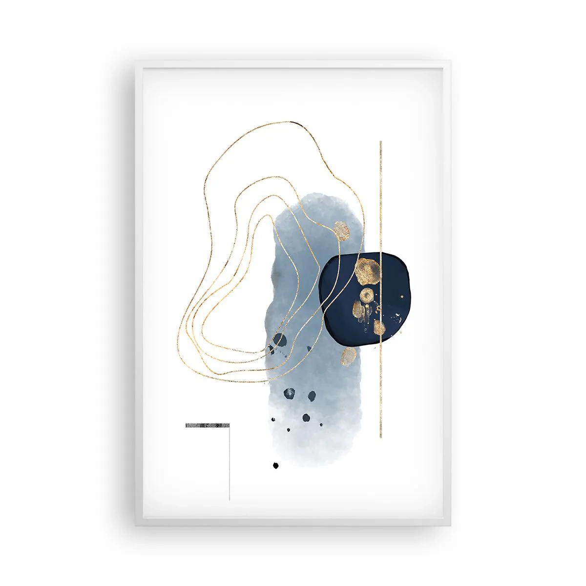 Plakát v bílém rámu - Modro-zlatá fantazie - 61x91 cm