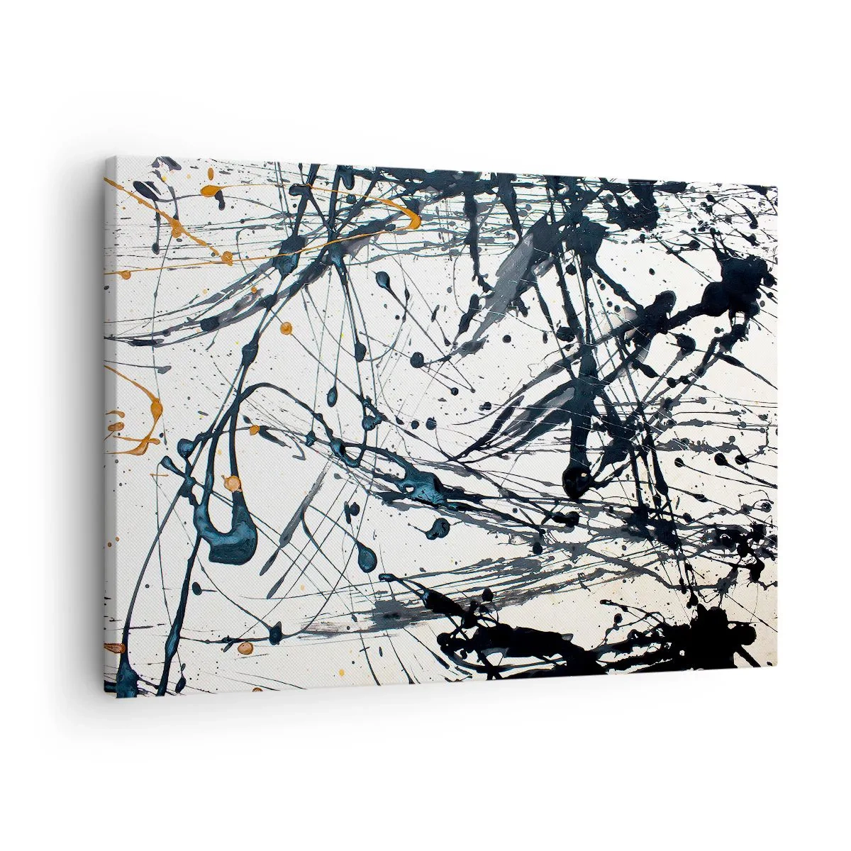 Obraz na plátně - Abstraktní obraz s dynamickými vzory a cákanci barvy. - 70x50cm - Expresionistická abstrakce - Moderní nástěnná dekorace do obývacího pokoje a ložnice ARTTOR