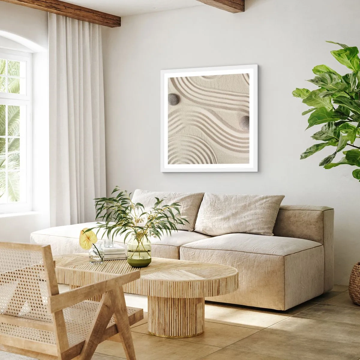 Plakát v bílém rámu - Dotek tepla - 60x60 cm