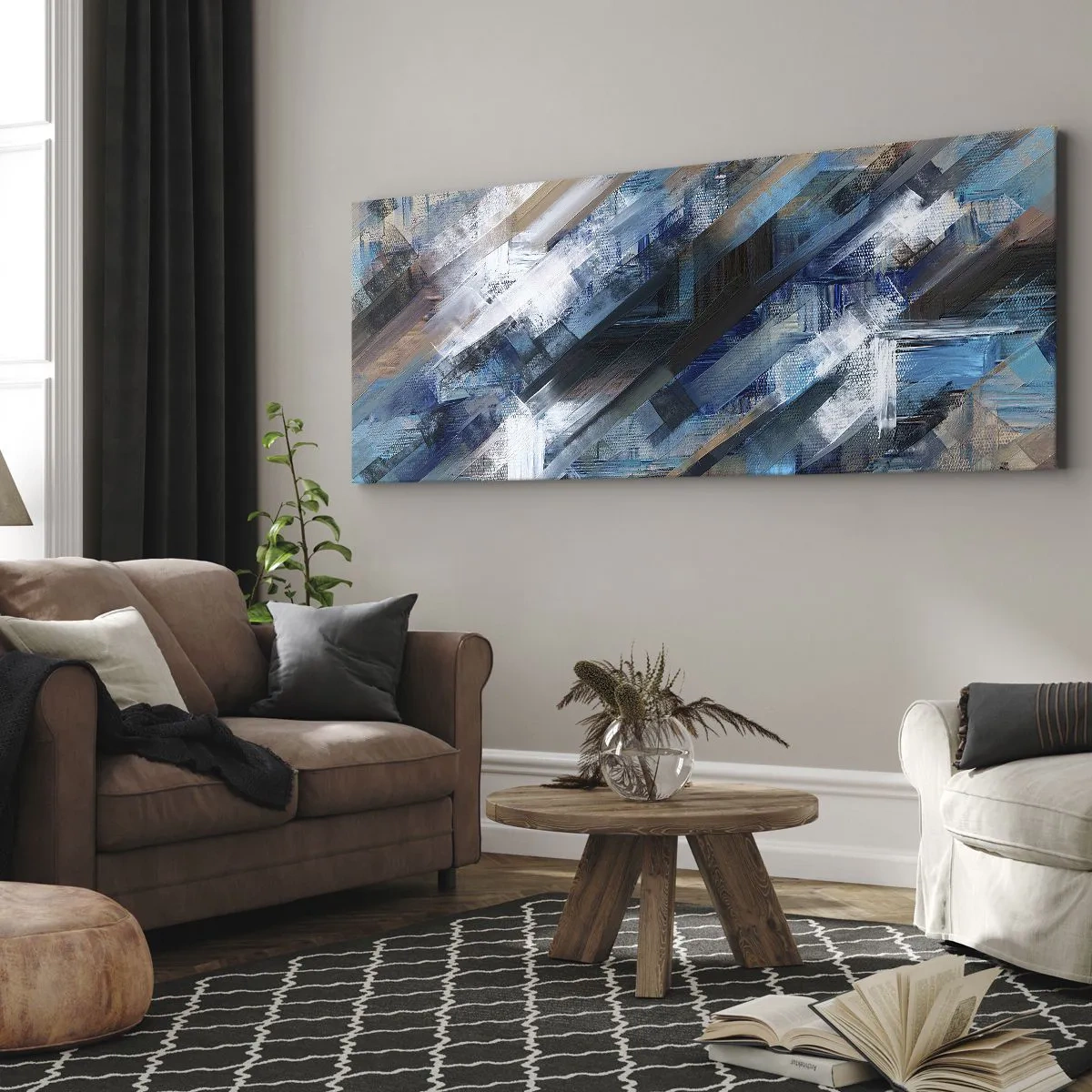 Obraz na plátně - Na modrém úkosu - 160x50 cm