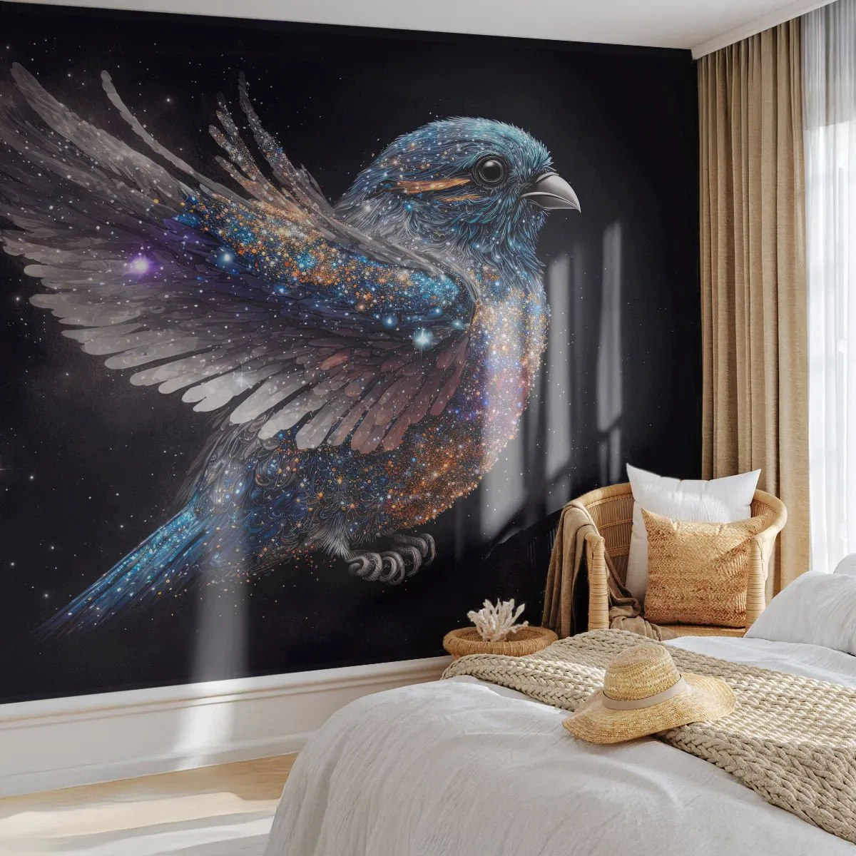 Fototapeta Premium Sand - Diamantový vrabec - Pták, Kouzlo, Kosmos - 100x70 cm