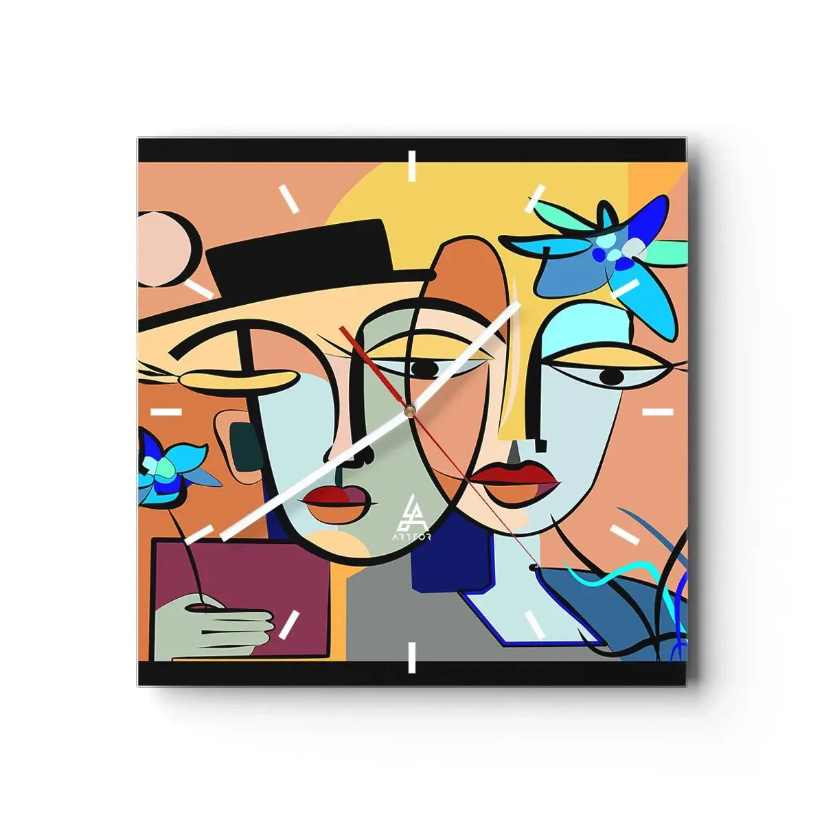 Nástěnné hodiny - Picassovo randez vous - 40x40 cm
