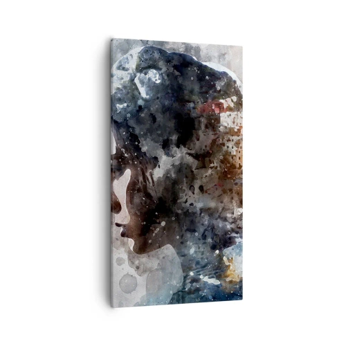 Obraz na plátně - Příběh o dívce s městem v pozadí - 55x100 cm