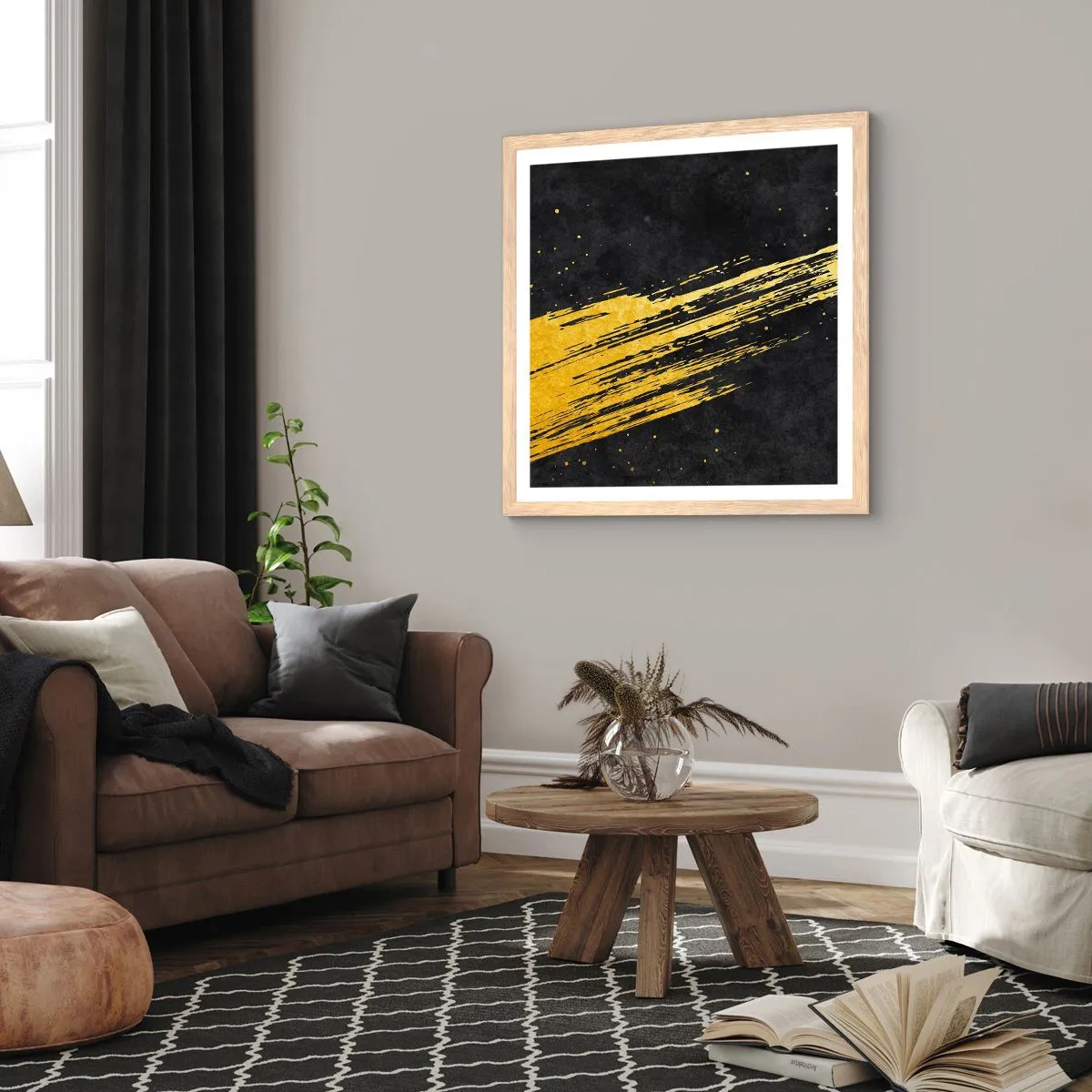 Plakát v rámu světlý dub - Skok do hyperprostoru - 50x50 cm