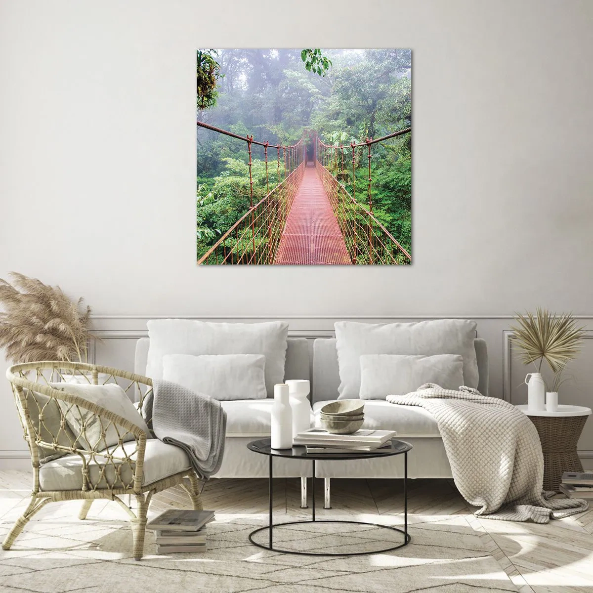 Obraz na skle - Zavěšený nad korunami - 60x60 cm