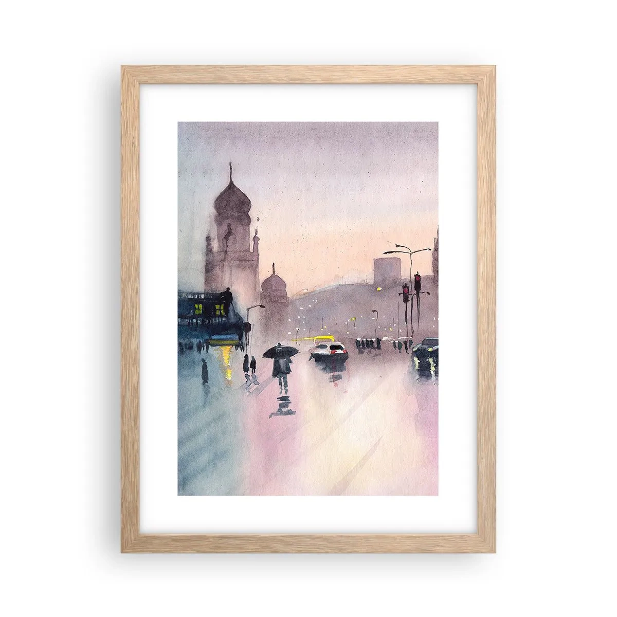 Plakát v rámu světlý dub - V deštivém oparu - 30x40 cm