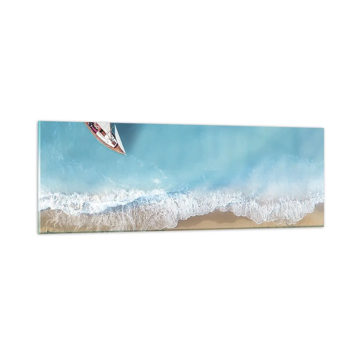 Obraz na skle - Na hranici modré a zlaté - 90x30 cm