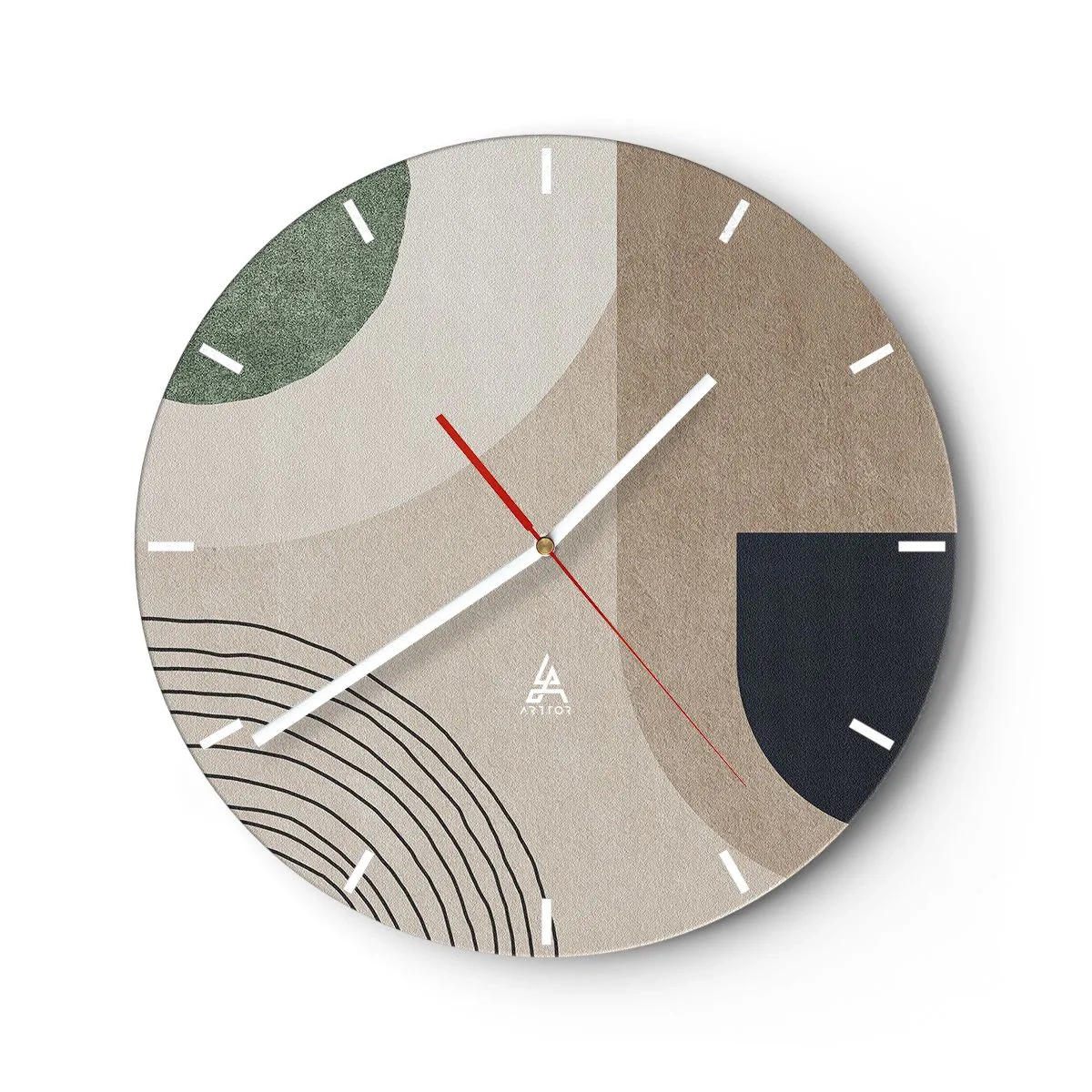Nástěnné hodiny - Tlumené oválné tvary s oblouky a zemitými tóny - 30x30cm - Něžnost oválu - Moderní nástěnná dekorace do obývacího pokoje, kuchyně a ložnice ARTTOR