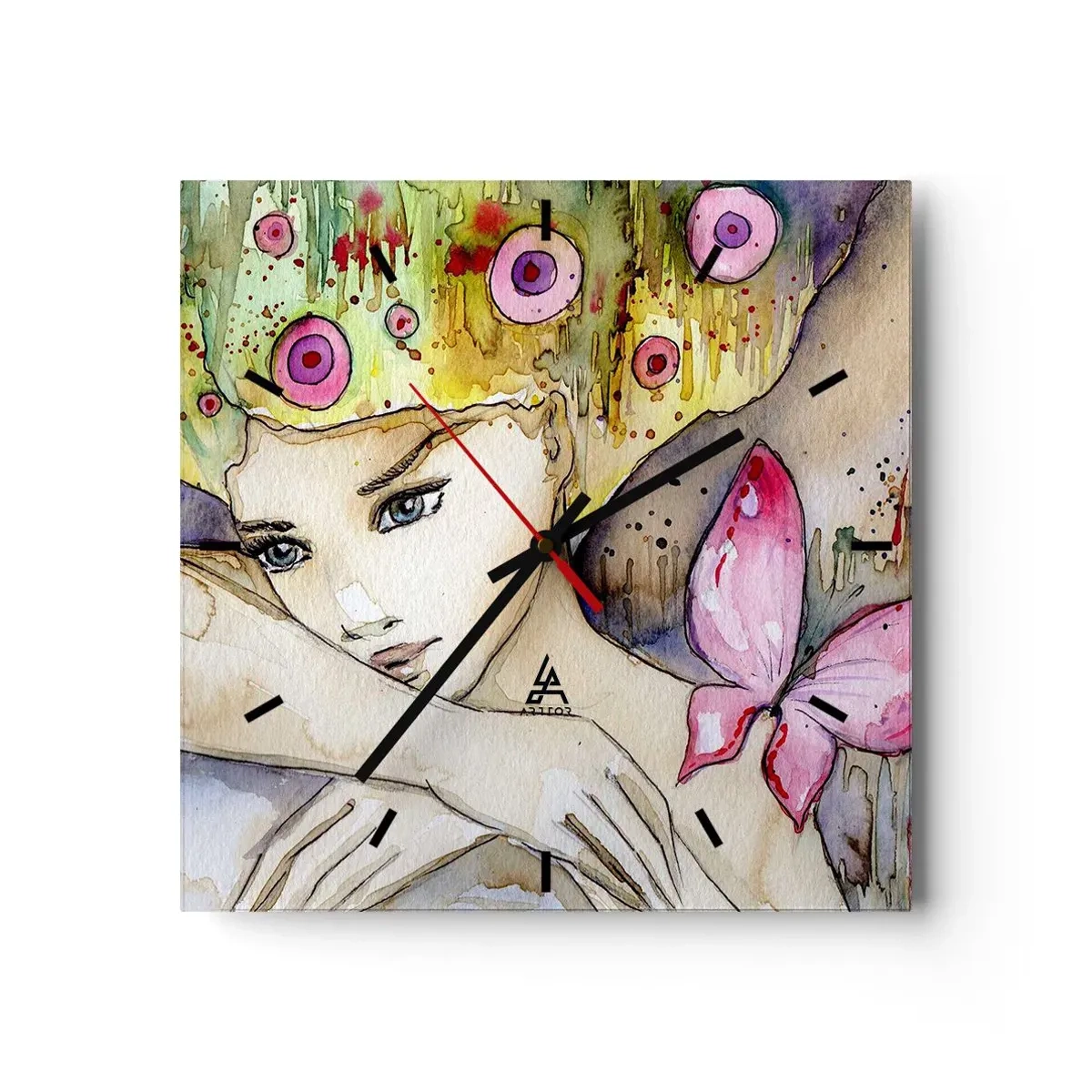 Nástěnné hodiny - Motýlí princezna - 30x30 cm