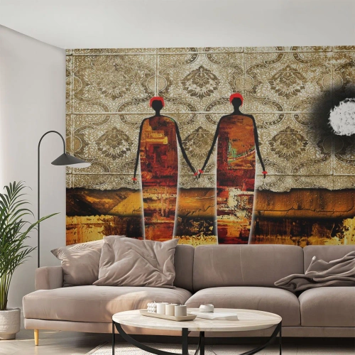 Fototapeta Samolepicí Deluxe Sticker - Etnická kompozice v barvách Afriky - Lidé, Afrika, Grafika - 400x280 cm