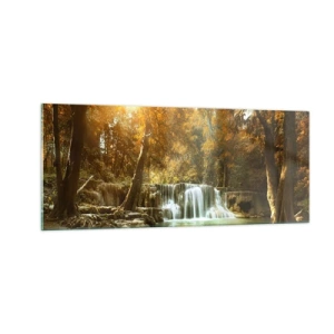 Obraz na skle - Parkový vodopád - 100x40 cm