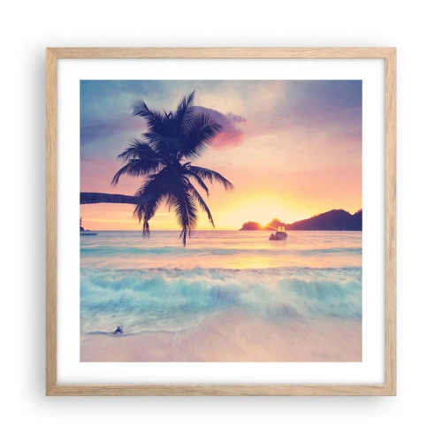 Plakát v rámu světlý dub - Večer v zátoce - 50x50 cm