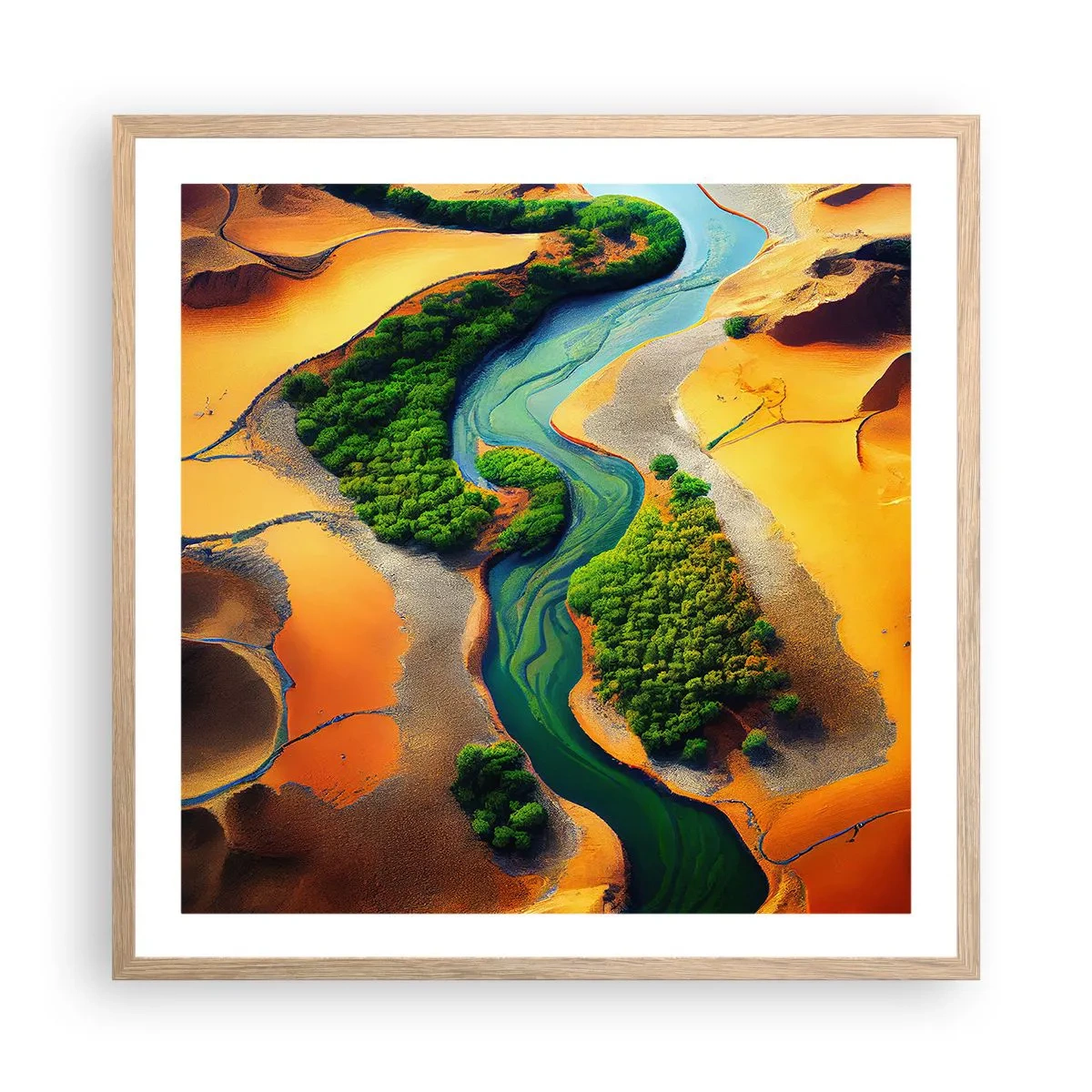 Plakát v rámu světlý dub - Životodárná řeka - 60x60 cm