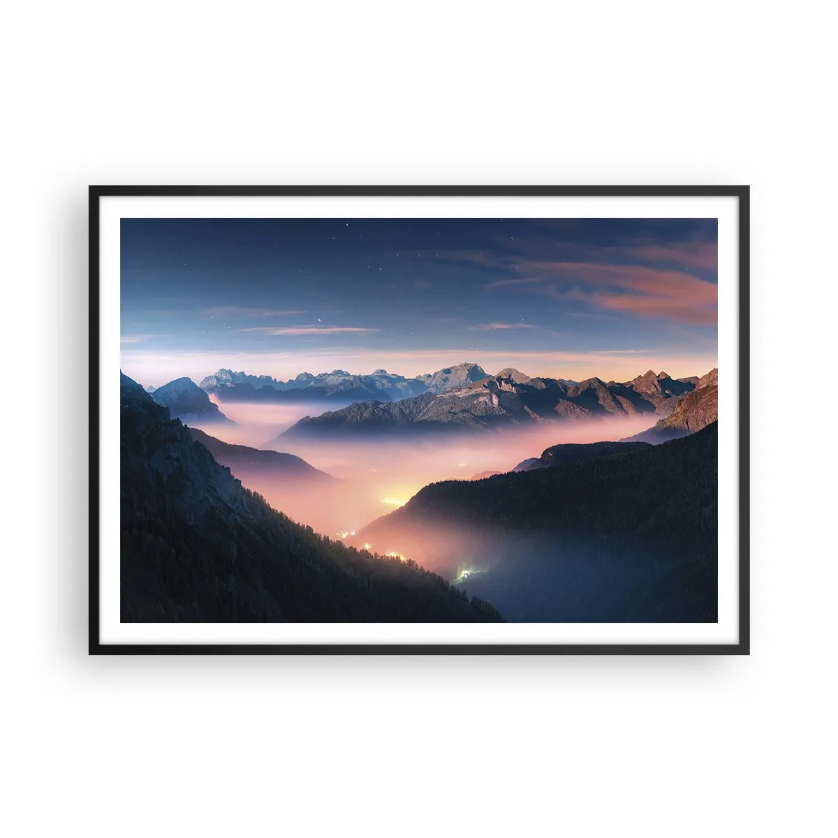 Plakát v černém rámu - Světlo v údolích - 100x70 cm