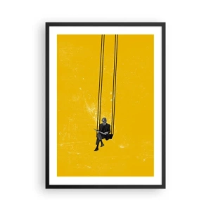 Plakát v černém rámu - Minimalistická grafika s postavičkou na houpačce - 50x70cm - Den jako každý jiný - Moderní nástěnná dekorace do obývacího pokoje a ložnice ARTTOR
