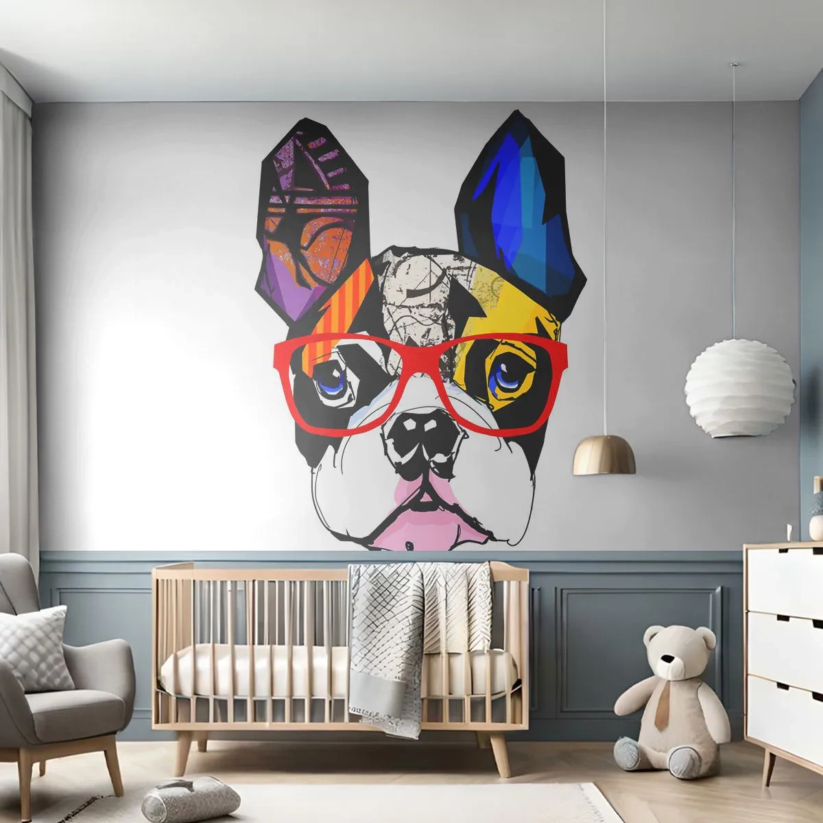 Fototapeta Samolepicí Deluxe Sticker - Intelektuál - Abstrakce, Pes, Francouzský buldoček - 250x175 cm