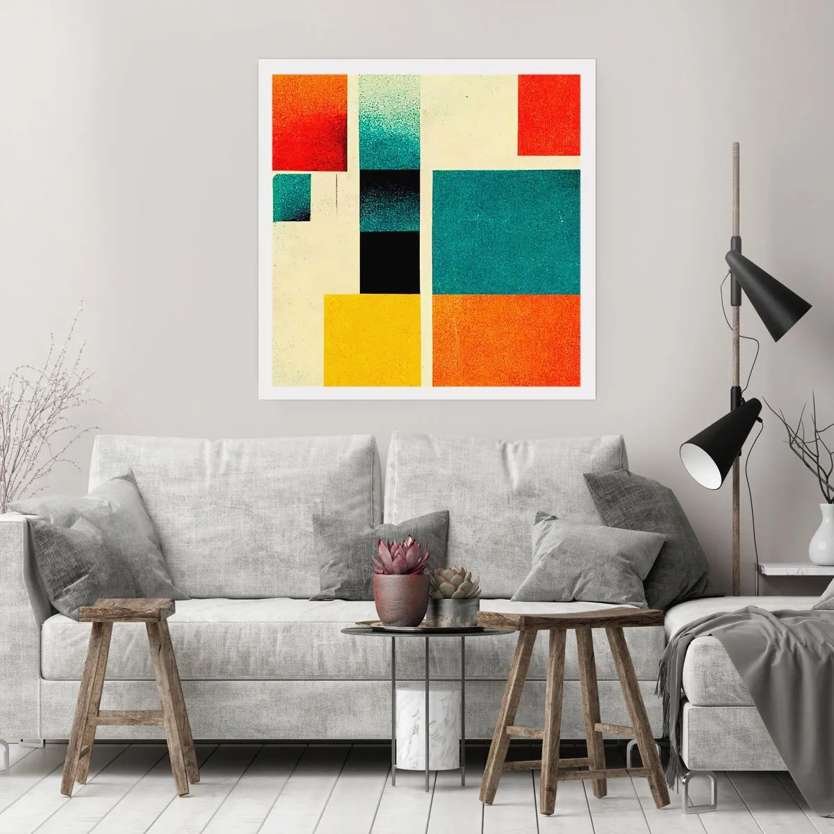 Plakát - Geometrická abstrakce – dobrá energie - 60x60 cm