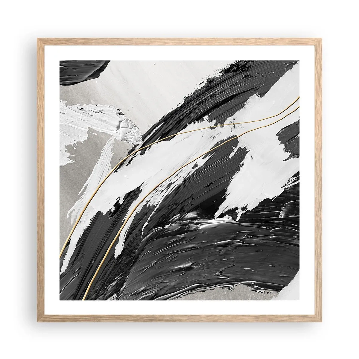 Plakát v rámu světlý dub - Velkorysá abstrakce - 60x60 cm
