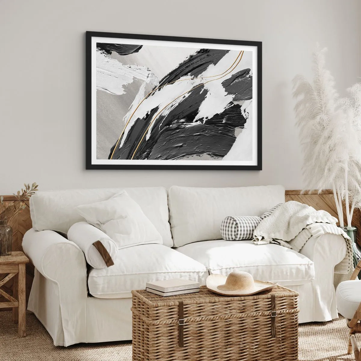 Plakát v černém rámu - Velkorysá abstrakce - 70x50 cm