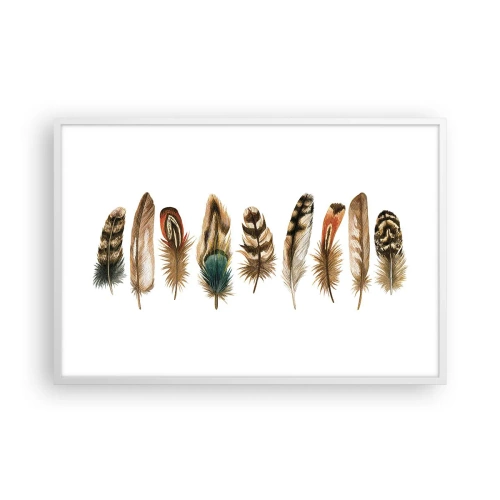 Plakát v bílém rámu - Opeřená variace - 91x61 cm
