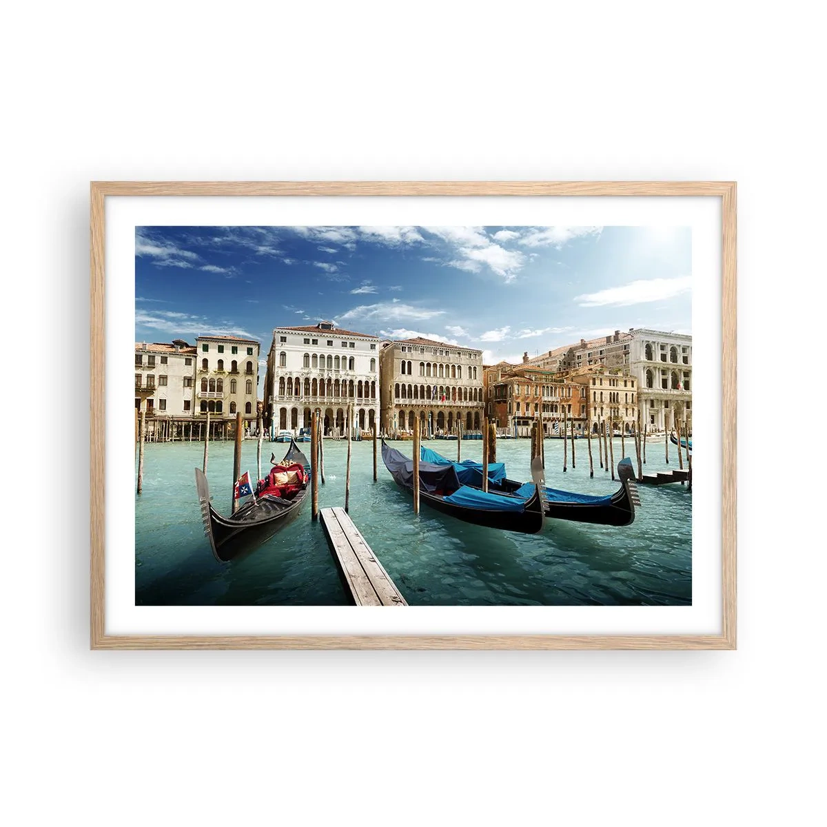 Plakát v rámu světlý dub - Paláce v modři - 70x50 cm