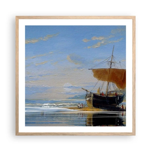 Plakát v rámu světlý dub - Voda, země, vzduch - 60x60 cm