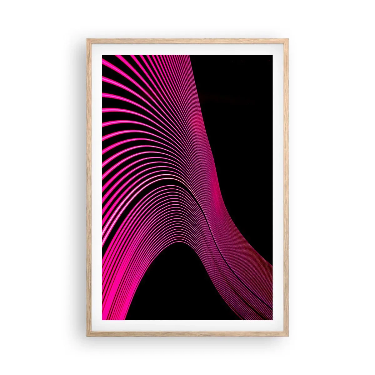 Plakát v rámu světlý dub - Alej světla - 61x91 cm