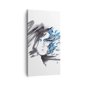 Obraz na plátně - Smyslný portrét v šedé a modré - 55x100 cm