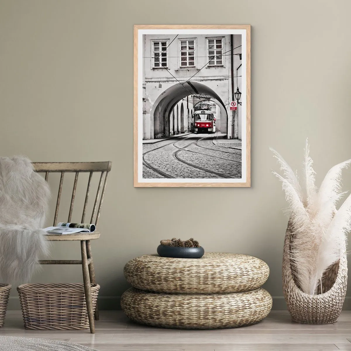 Plakát v rámu světlý dub - Městským labyrintem - 70x100 cm