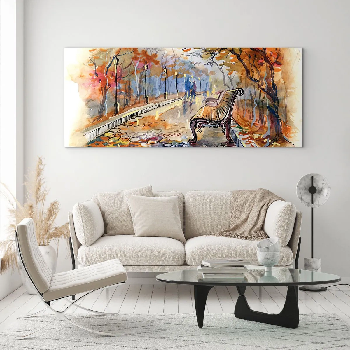 Obraz na skle - Společně putovat podzimem - 100x40 cm