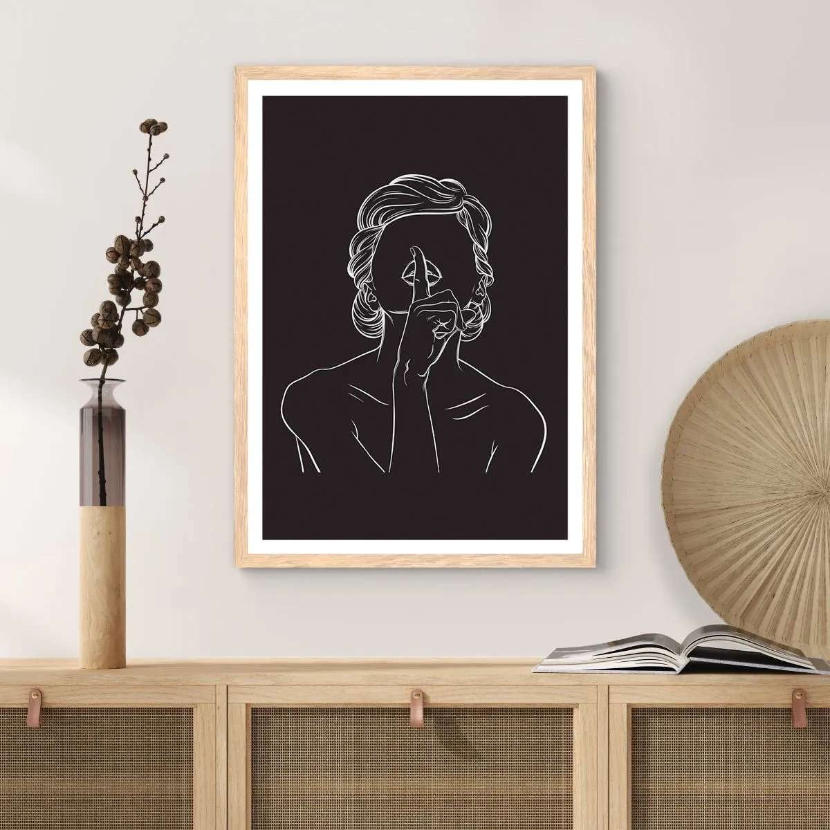 Plakát v rámu světlý dub - Krása rozkvétá v tichu - 70x100 cm