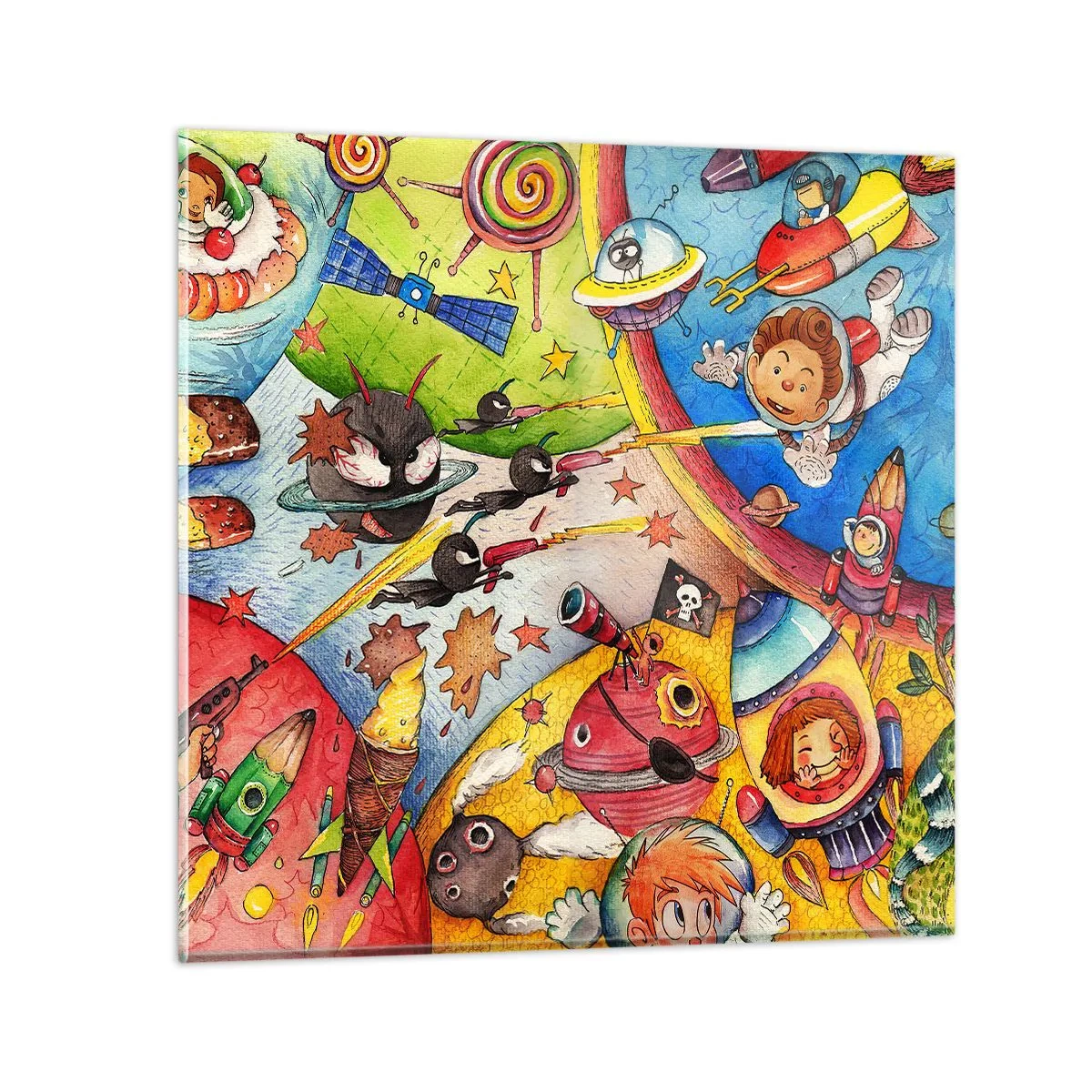 Obraz na skle - Velké vesmírné dobrodružství - 70x70 cm