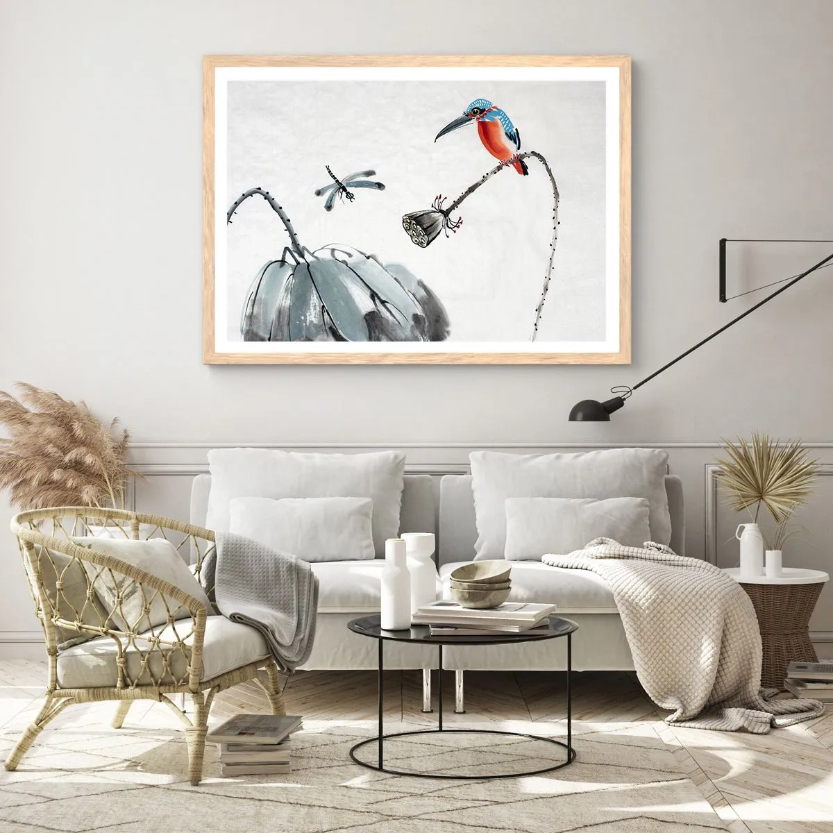 Plakát v rámu světlý dub - Život louky - 91x61 cm