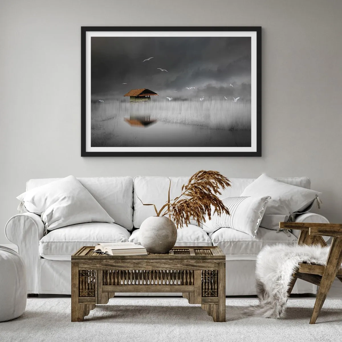 Plakát v černém rámu - Úkryt před deštěm - 70x50 cm