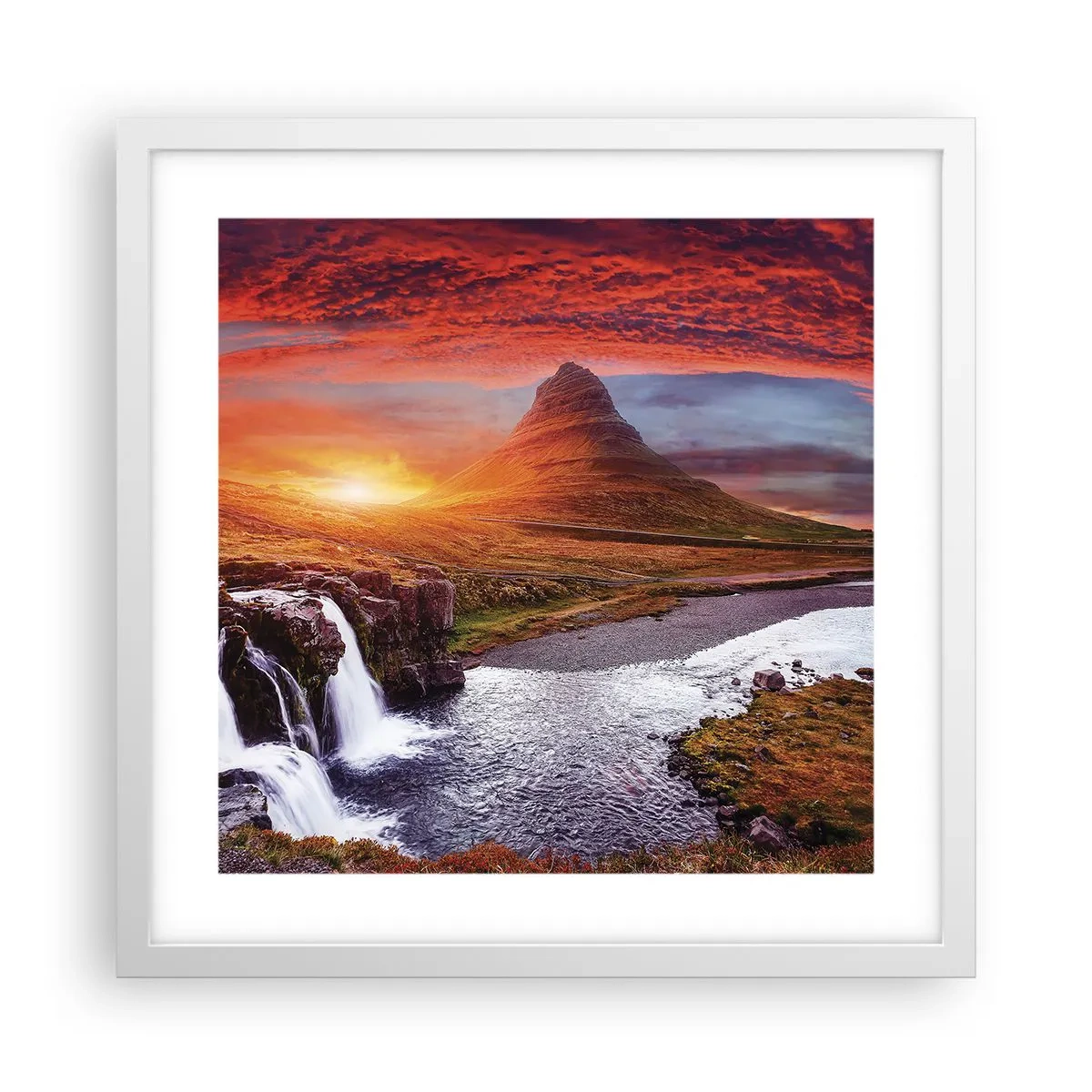 Plakát v bílém rámu - Pohled na Středozem - 40x40 cm