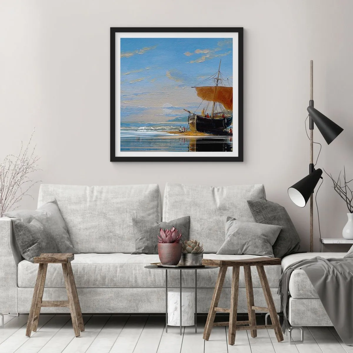 Plakát v černém rámu - Voda, země, vzduch - 30x30 cm