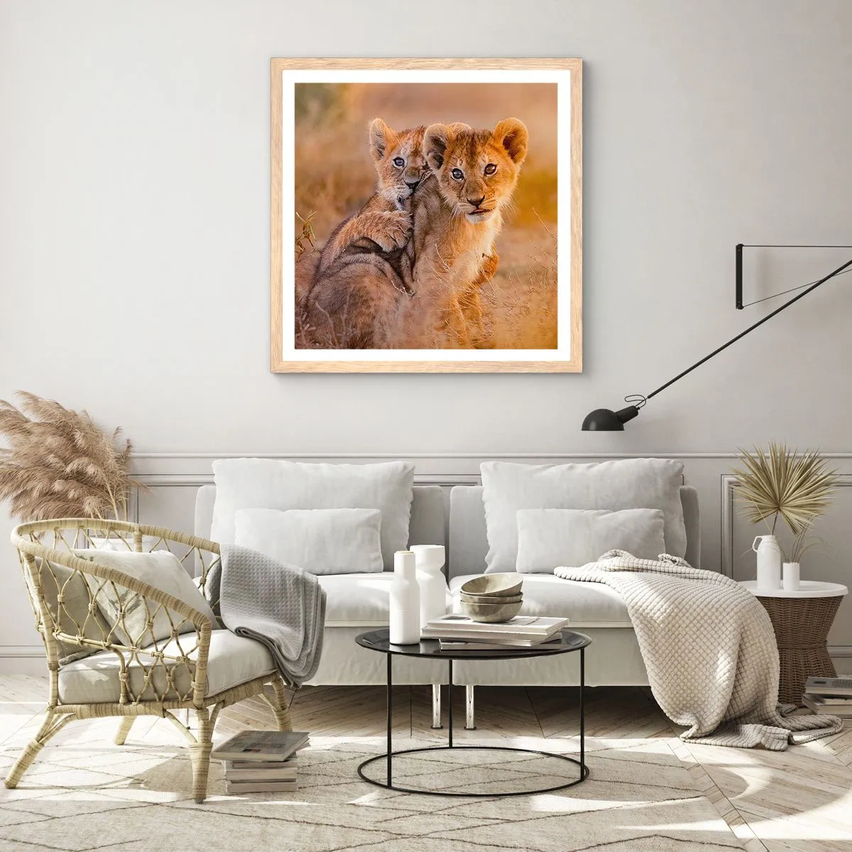 Plakát v rámu světlý dub - Nevyrušovat! Hrajme si - 60x60 cm