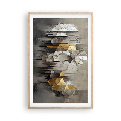 Plakát v rámu světlý dub - Kompozice z ledu a světla - 61x91 cm