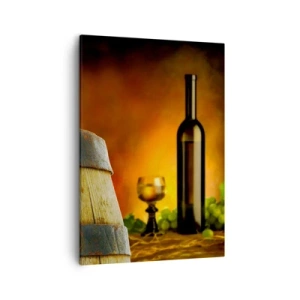 Obraz na plátně - Zátiší s lahví vína a hrozny - 50x70 cm