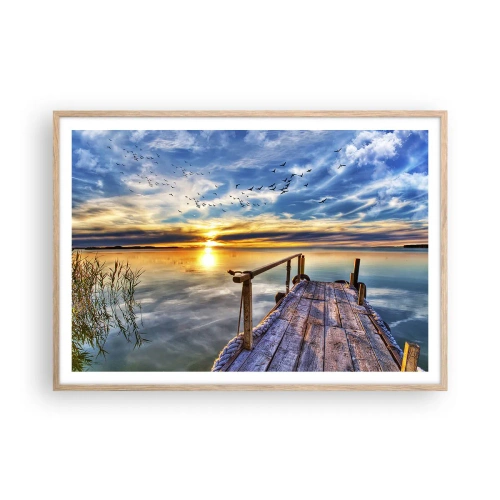 Plakát v rámu světlý dub - Vítr jde odpočívat - 100x70 cm