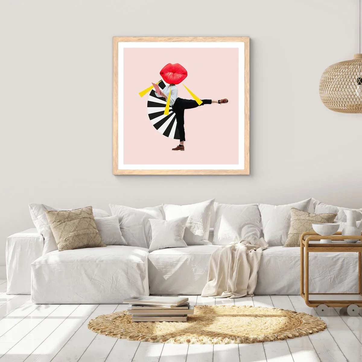 Plakát v rámu světlý dub - Surrealistický pop-art - 60x60 cm